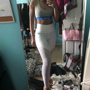 White/mauve mesh nike leggings